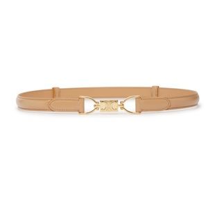 Small block Triomphe belt in smooth calfskin, Trench, size S